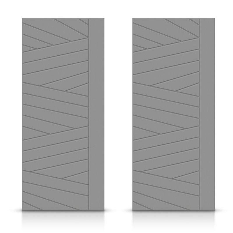 Portes de placard coulissantes à panneaux en bois manufacturé, 48 po x 80 po, Gris clair