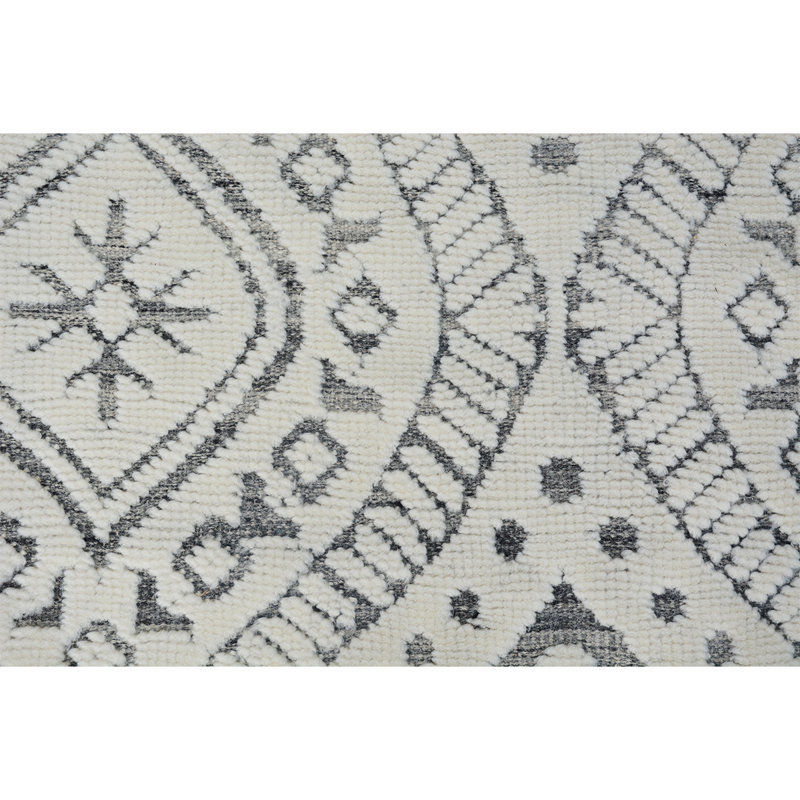 Wool Moroccan Area Rug in White, Rectangle 8' x 10'