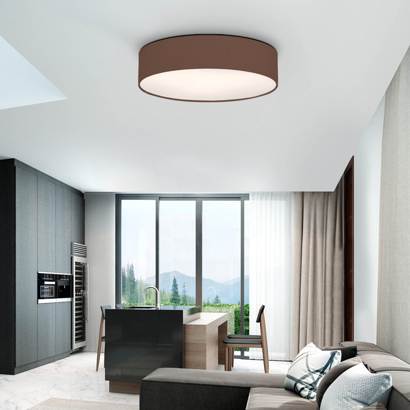 Parvin Fabric Flush Mount, Brown, 13cm H x 51cm W x 51cm D