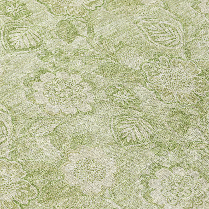 Machine Washable Indoor/Outdoor Xhevrie Sage Rug, Rectangle 10' x 14'
