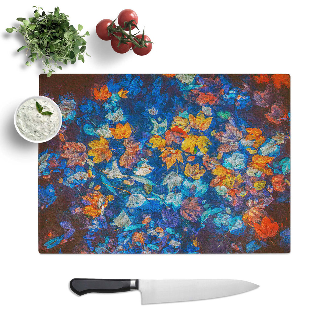 Tempered Glass Autumn Leaves Chopping Board