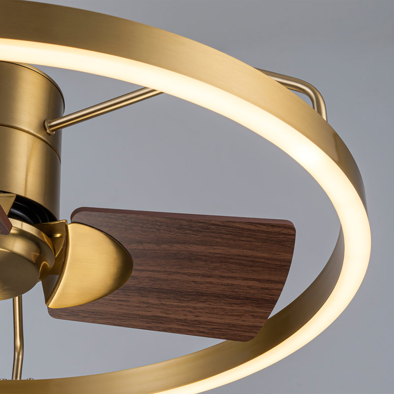 24inch Dimmable Ceiling Fan with LED Light And Remote Control, Gold