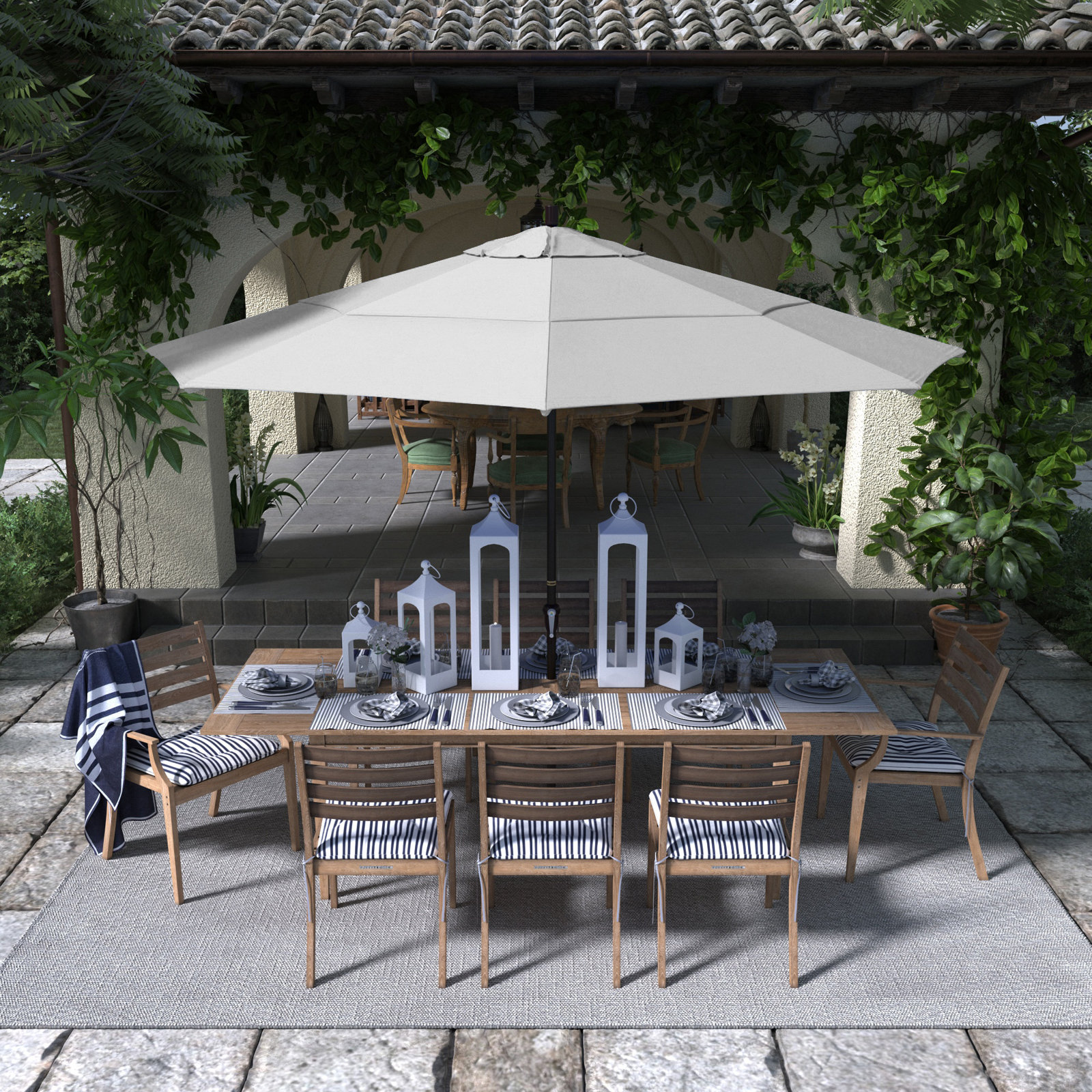 132'' Outdoor Umbrella, White - Olefin