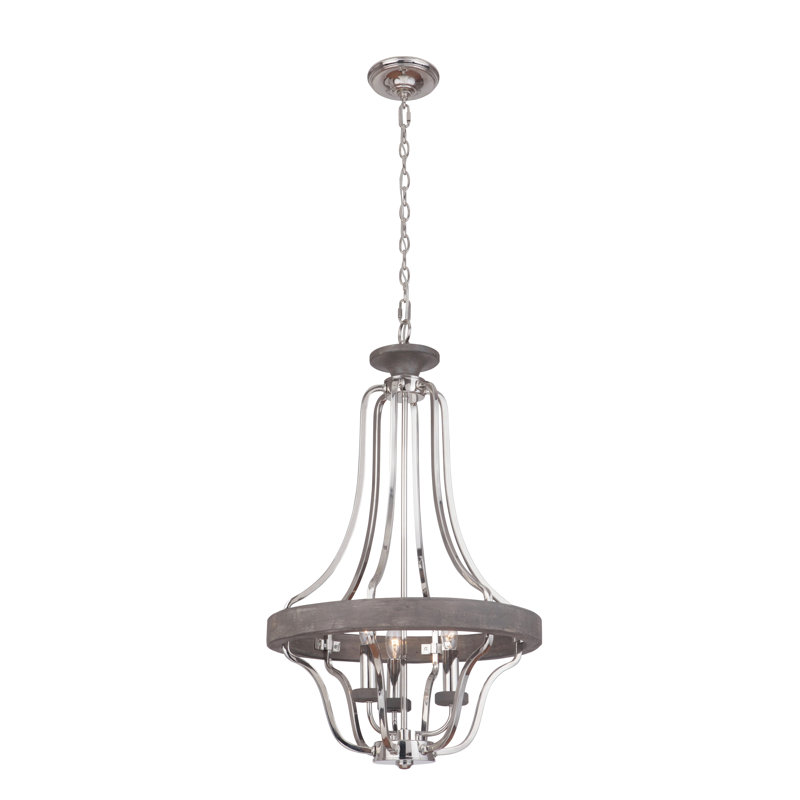 Arkaitz 3 - Light Empire Chandelier, Polished Nickel/Greywood