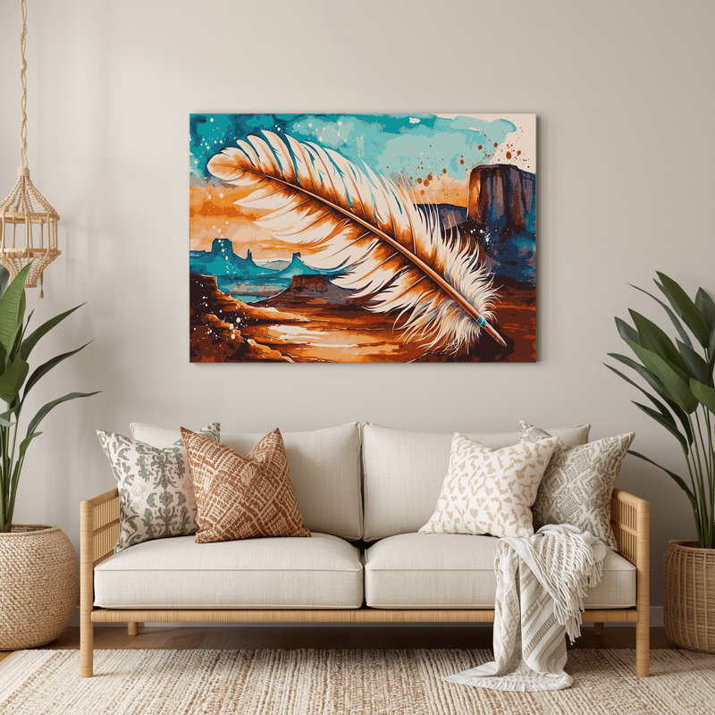 Art mural en métal vert, plumes du sud-ouest, vert 213, H 132 po x l 168 po x P 0,05 po