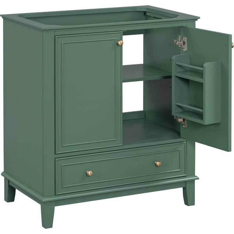 Base de meuble-lavabo 30 po, bois foncé et planches, armoire multifonctionnelle avec porte et tiroir de rangement, tablette réglable, teinte d'assemblage, tiroir,