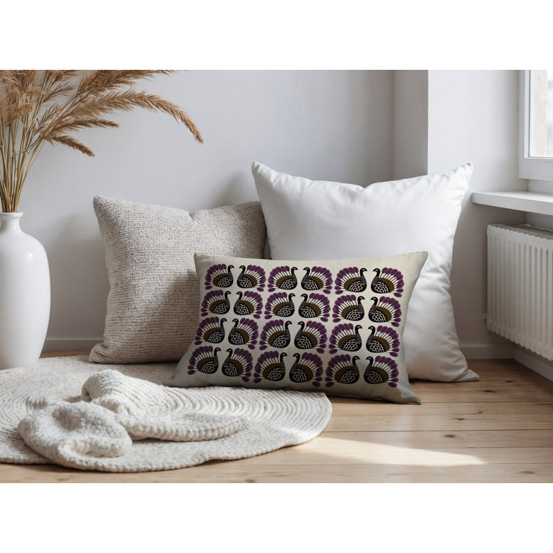Oreiller rectangulaire intérieur / extérieur Kunu Turquie, Rectangle H 14 po x l 20 po, Mauve