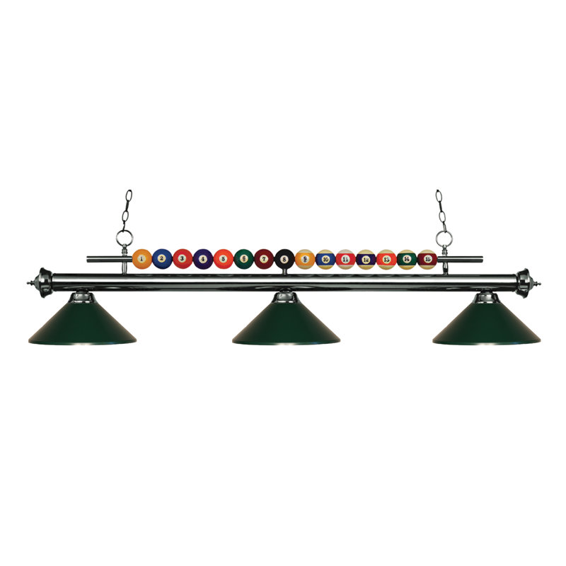 Chapa 3 - Light Pool Table Lights Pendant, Brushed Nickel, Dark Green