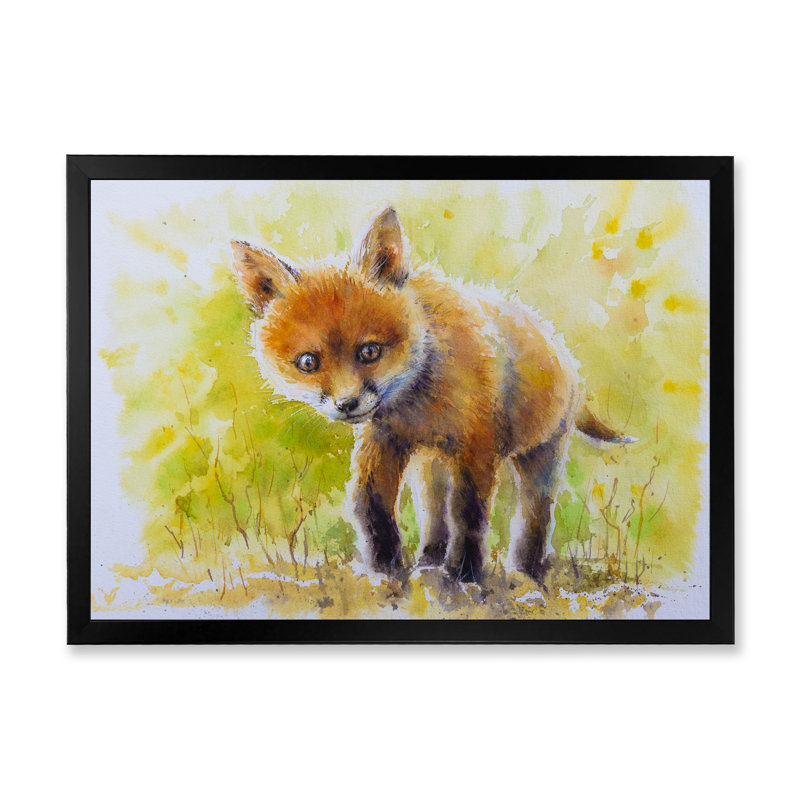 Mignon renard roux - reproduction de cadre photo sur toile, H 8 po x l 12 po x P 1 po, Cadre noir
