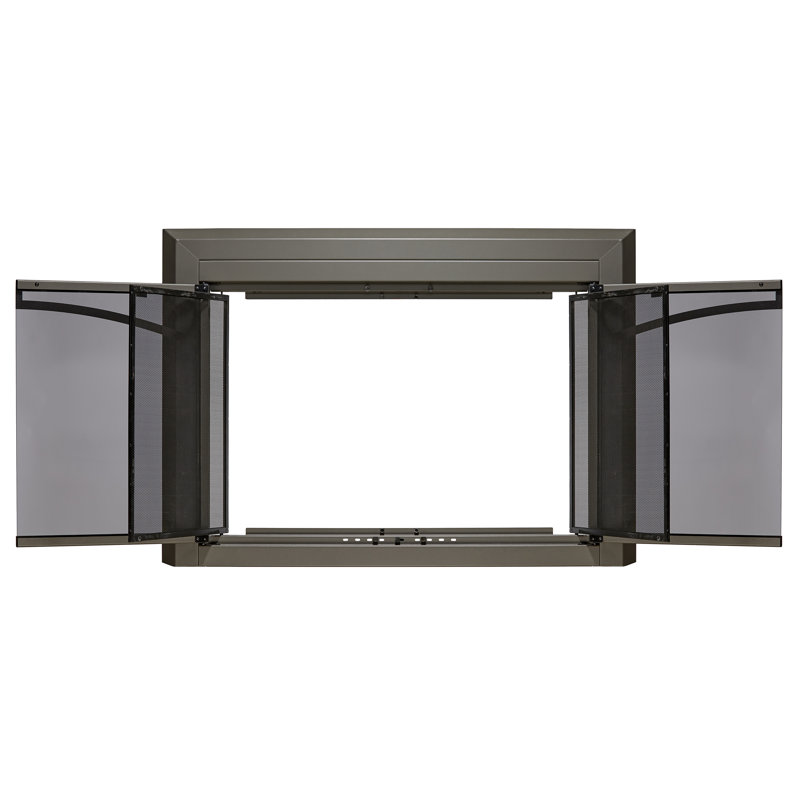 Porte de foyer en acier de style armoire, H 33,03 po x l 37,52 po x P 1,81 po, Bronze industriel