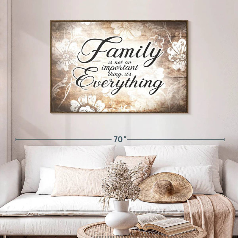 «Family Is Everything Love», citation, 46 po x 31 po, Cadre flottant noyer