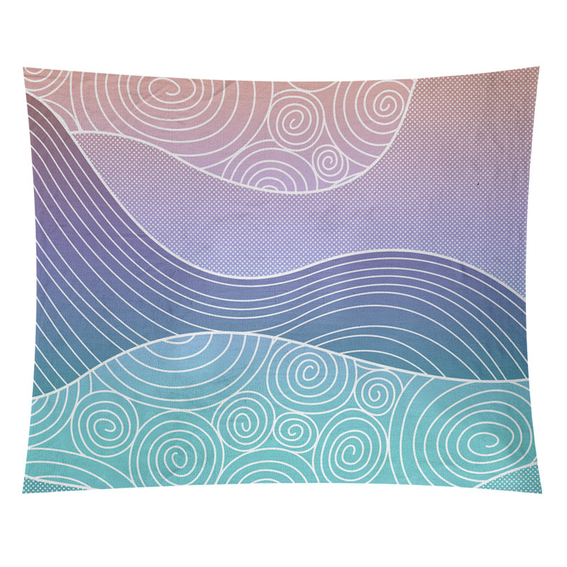 Tapisserie «Avicia Hand Drawn Waves» par Katelyn Elizabeth, Intérieur, H 54 po x l 63,5 po, Bleu / violet