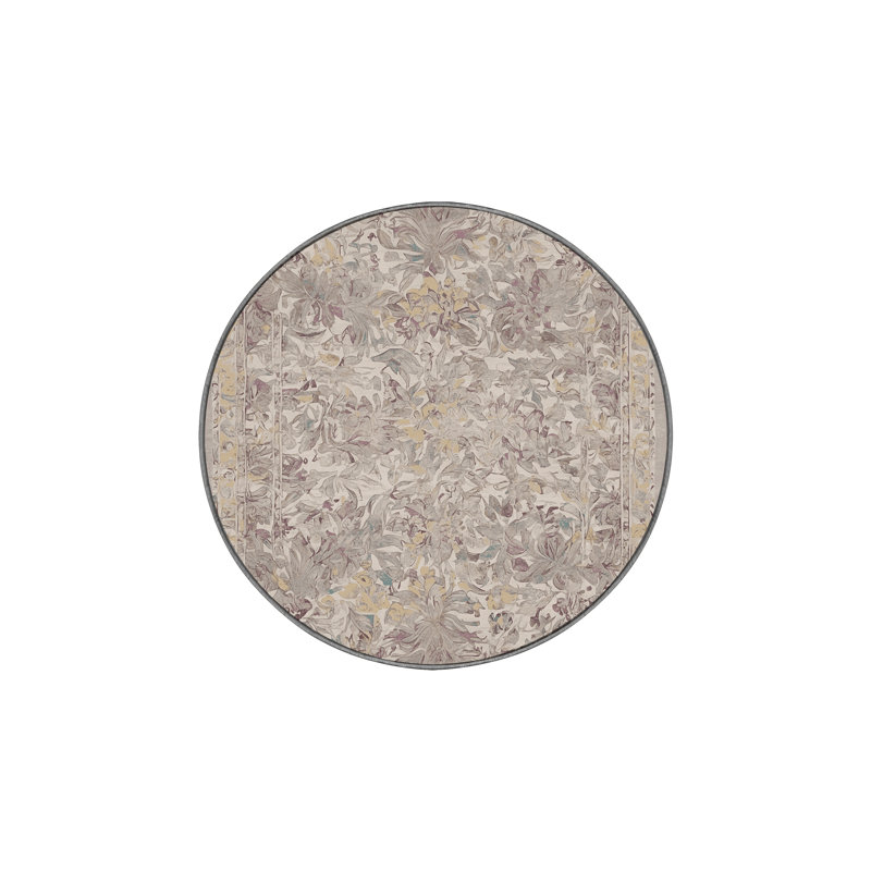 Tapis gris soyeux et moelleux, Rond 8 pi