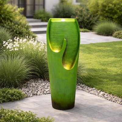 Fontaine d'extérieur moderne de 39 po de hauteur avec lumières DEL 39 po