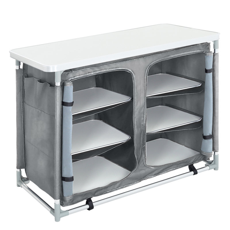 Foldable Outdoor Garden-Camping Kitchen, White/Grey