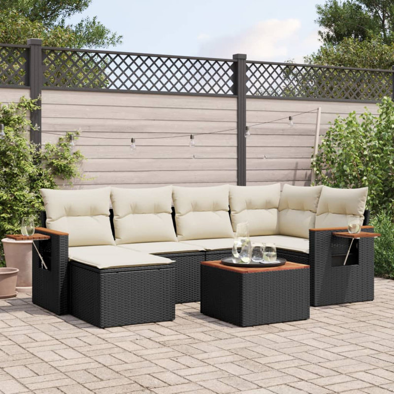 Ensemble de canapé de jardin Vidaxl noir, blanc crème