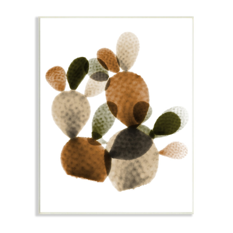 Plantes de figuier de Barbarie épineuses superposées brun vert, ferme rustique surdimensionnée, estampe numérique, art texturé par Albert Koetsier