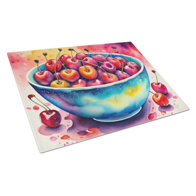 Colourful Cherries Glass Cutting Board Large