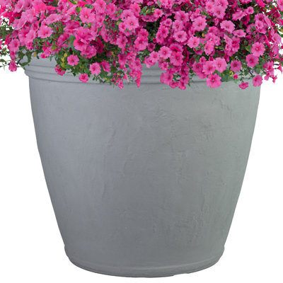 Anjelica Polyresin Large Round Outdoor Planter - 20" - Matte Black