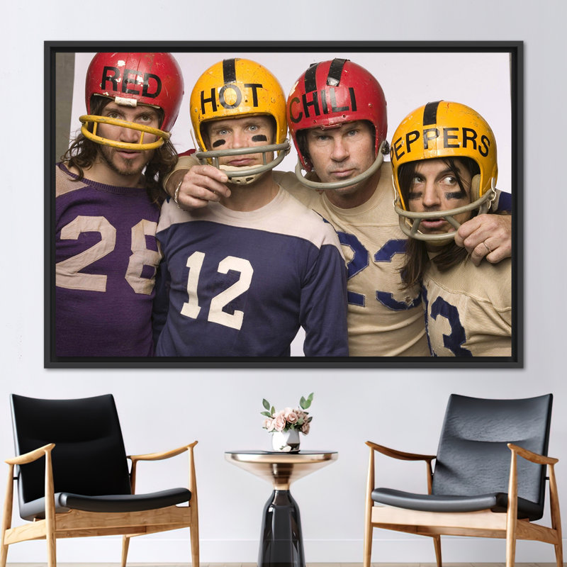 Illustration de casque Hot Chili Peppers, H 41 po x l 94 po, Noir, Reproduction encadrée sans passe-partout