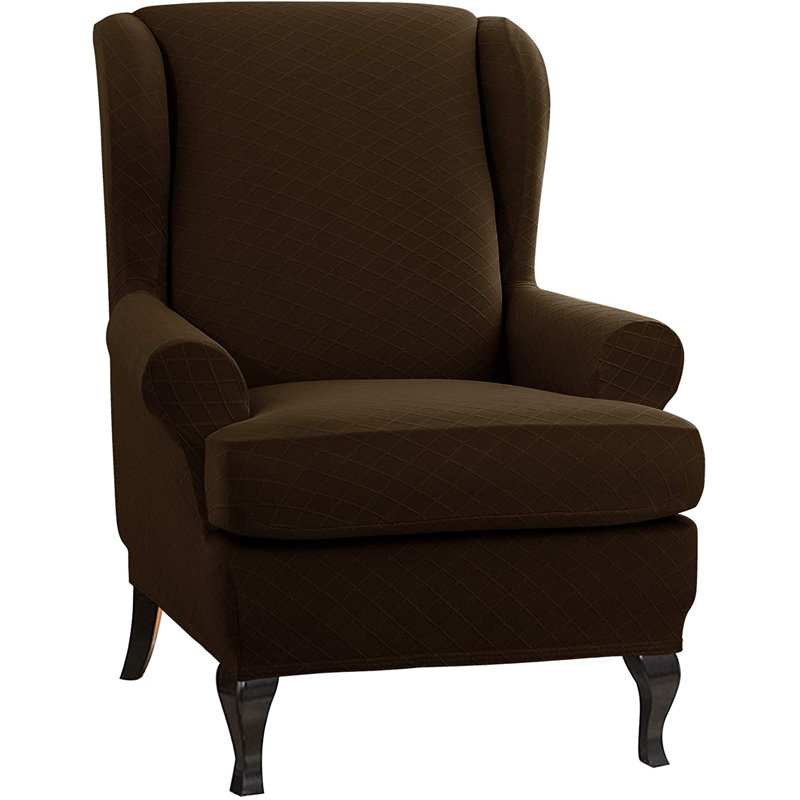 T-Cushion Wingback Slipcover, Chocolate
