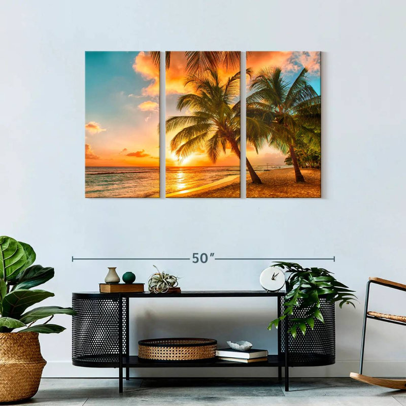 Île de la Barbade, 3 pièces, H 45 po x l 28 po x P 1,25 po