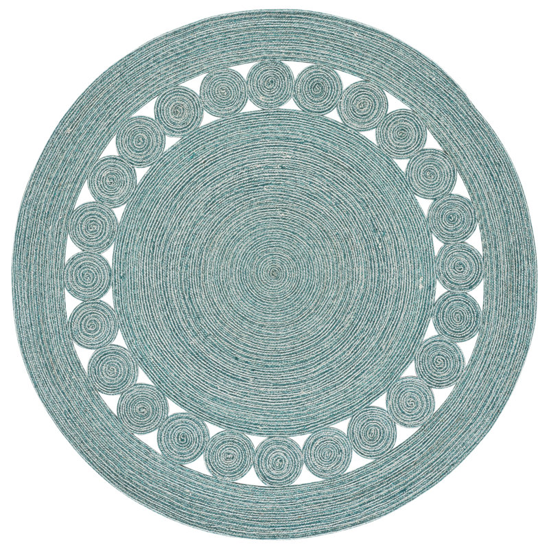 Braided Hand Woven No Pattern Indoor Rug, 5'-0" x 5'-0" Round