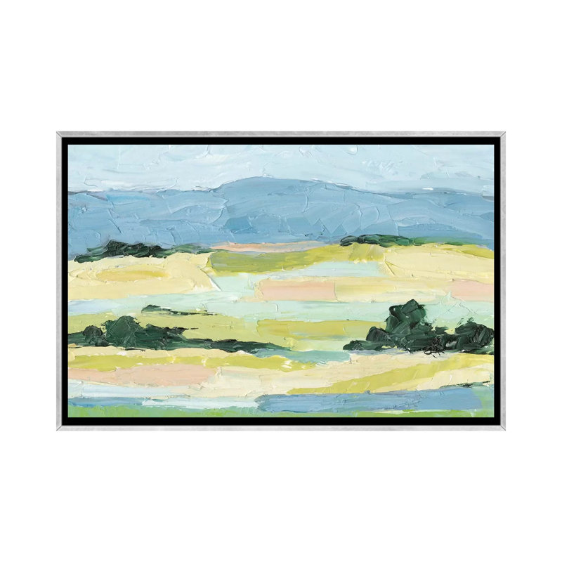 «Pastel Hills I» par Ethan Harper - reproduction d'art, H 18 po x l 26 po x P 1,5 po, Toile avec cadre argenté, Pas de tapis