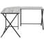 Bureau d'ordinateur en forme de L à usage domestique, l 55 po, stratifié gris et métal noir, bureau moderne peu encombrant, métal