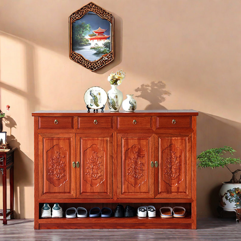 Rosewood Shoe Cabinet 22 Pair Solid Wood Shoe Storage Cabinet