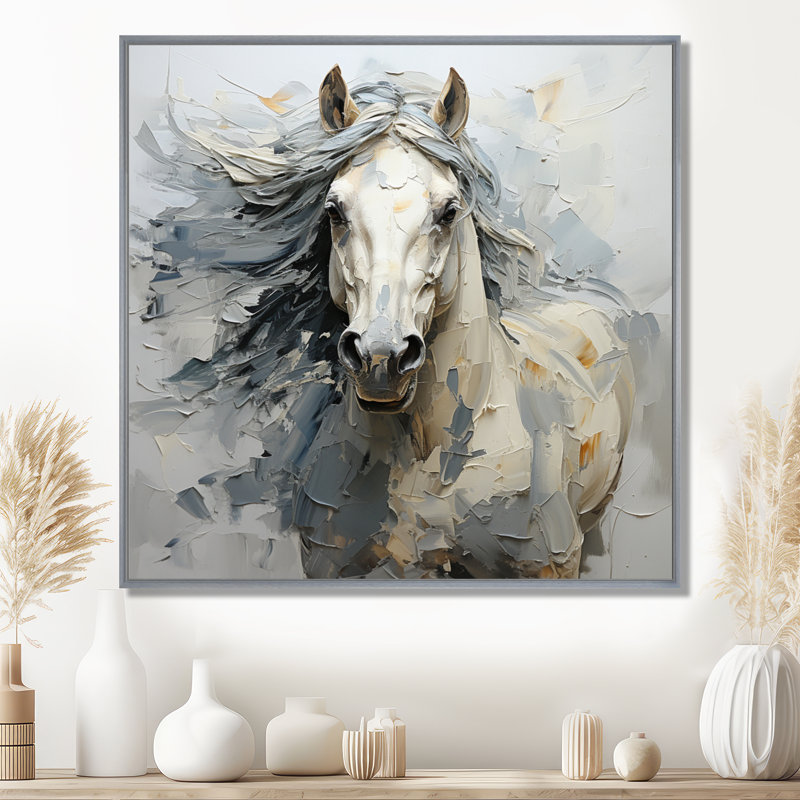 Fantaisie, cheval féminin I - impression sur toile, H 16 po x l 16 po x P 1 po, Cadre argenté flottant