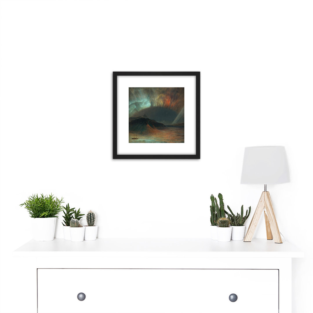 Church Aurora Borealis Northern Lights Landscape - Single Picture Frame Painting