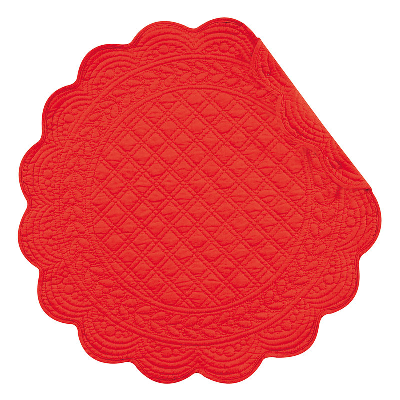 Napperon matelassé rond en coton 17 po, Rouge