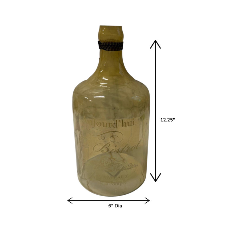 Assortiment de vases verts transparents avec décalcomanies françaises, Grand vase vert