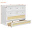 Lit escamotable pleine grandeur avec grands tiroirs de rangement, armoire-lit peu encombrante, conception en rotin, capacité robuste de 400 lb, blanc-746185402