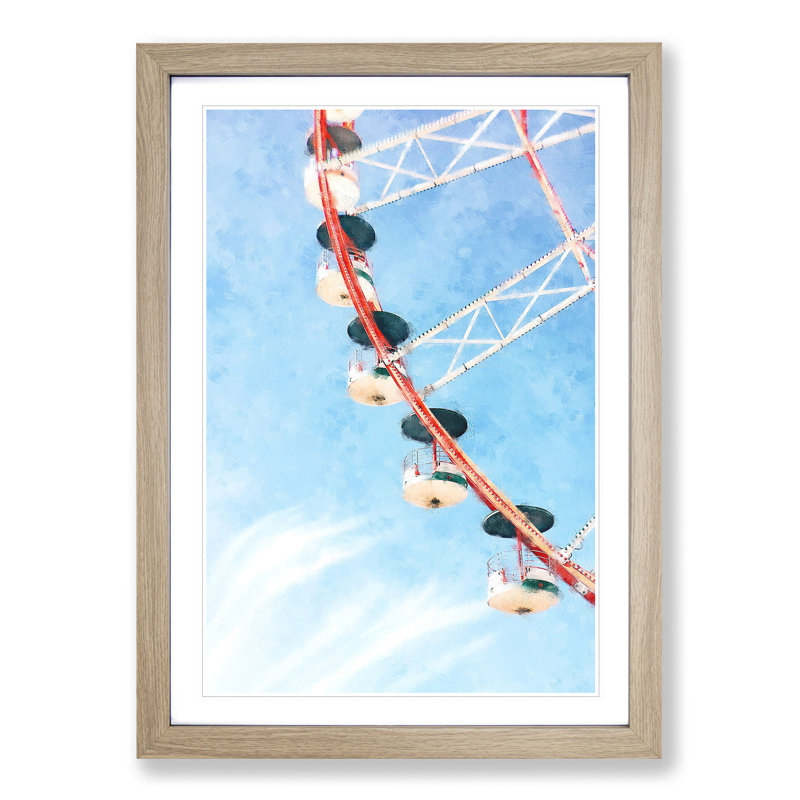 Ferris Wheel - Picture Frame Painting Print, 63cm H x 45cm W x 2cm D, Oak Framed