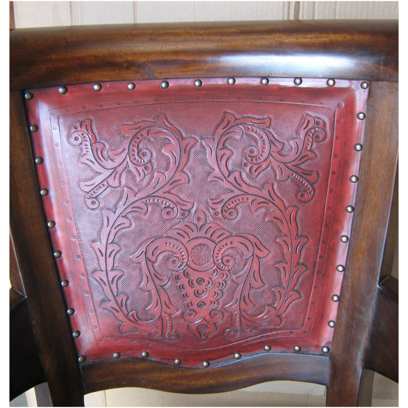 Sammy Leather Swivel Side Chair, Red/Antique Brown