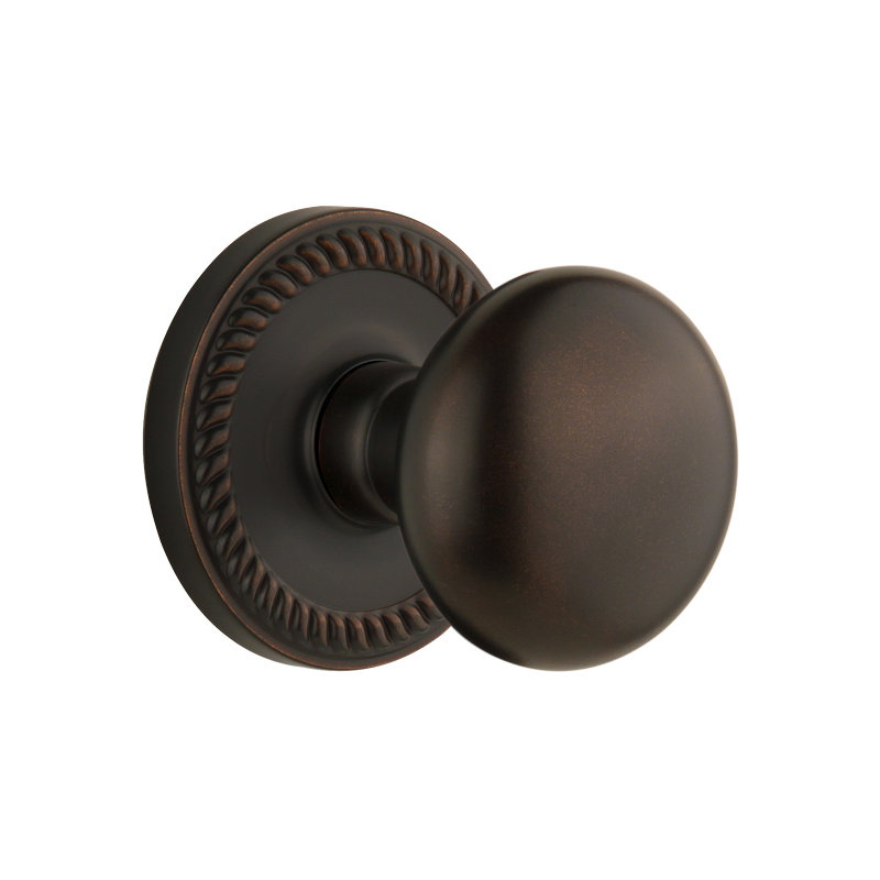 Grandeur Newport Rosette Privacy with Fifth Avenue Door Knob, 2 3/8", Timeless Bronze