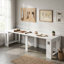Établi extensible en bois massif avec plateau en pin, bureau blanc robuste et peu encombrant