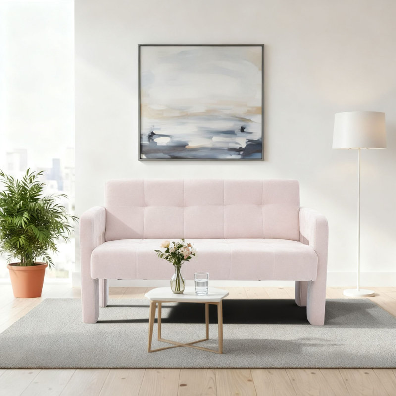 Canapé de réception moderne rembourré en chenille avec rembourrage confortable pour salon, chambre à coucher, petits espaces et espace de réception