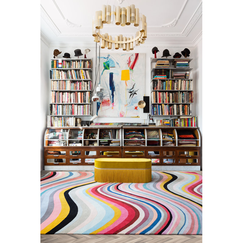 Paul Smith Modern Swirl Pink Area Rug, Rectangle 12' x 18'