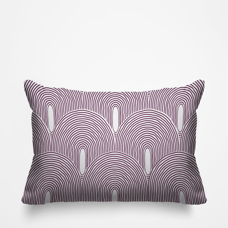 Coussin intérieur / extérieur Limpo Minimalist Mid-Century, 14 po x 20 po, Mauve, Rectangulaire