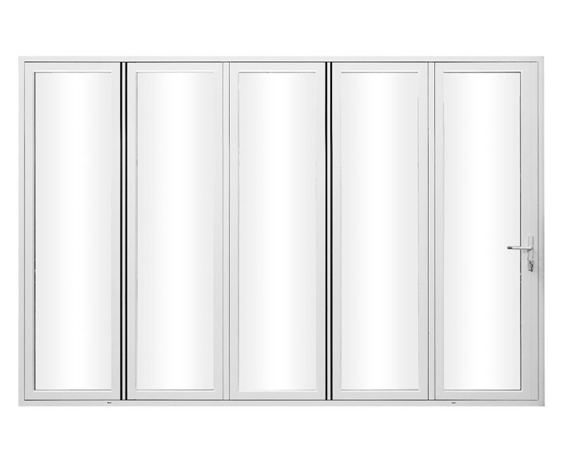 Porte pliante en aluminium noir à 5 panneaux de 144 po x 96 po KaMic Elite-Fold, H 79,5 po x l 167,5 po x P 3,5 po, Blanc