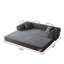 Canapé-lit convertible en velours côtelé avec dossier coussiné et accoudoirs-131661455