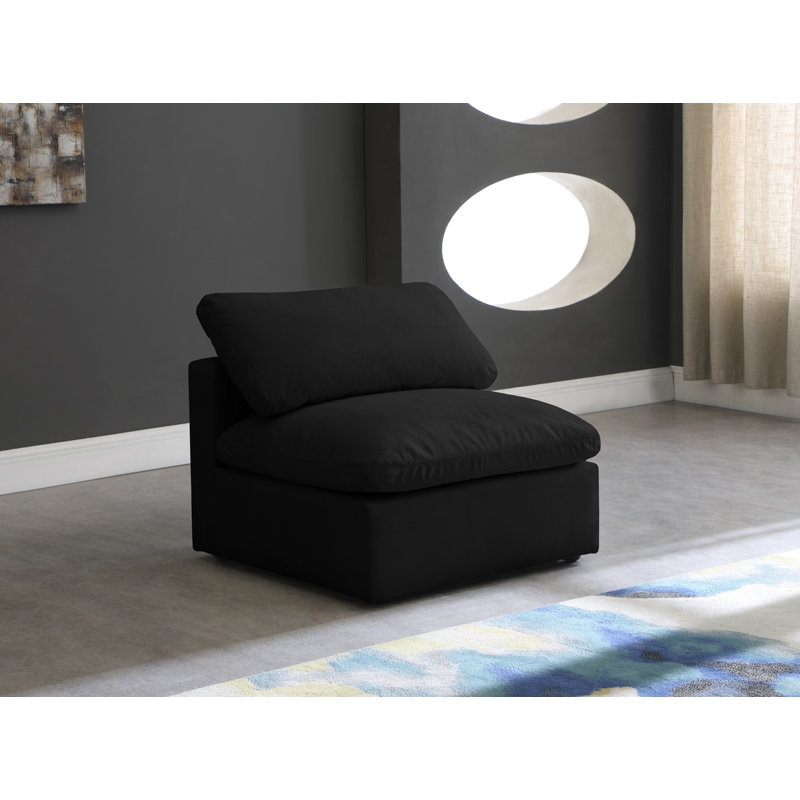 Canapé modulaire en velours 35 po Atixhe, Velours noir