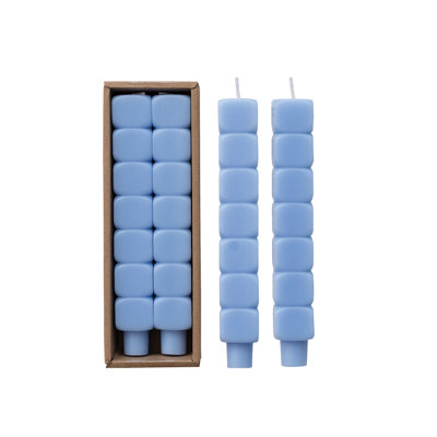 2-Piece Stacked Blocks Shaped Unscented Taper Candles