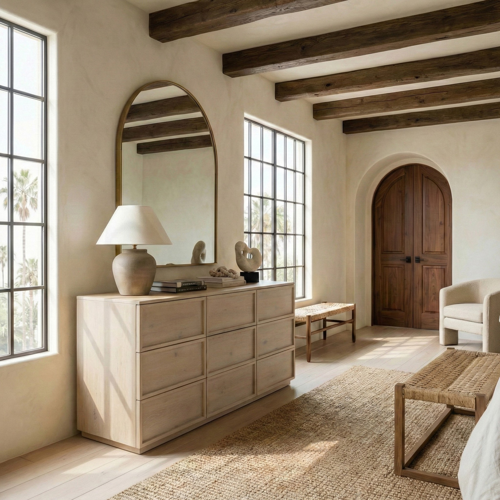 Hudson 72" Acacia Dresser, Light Grey