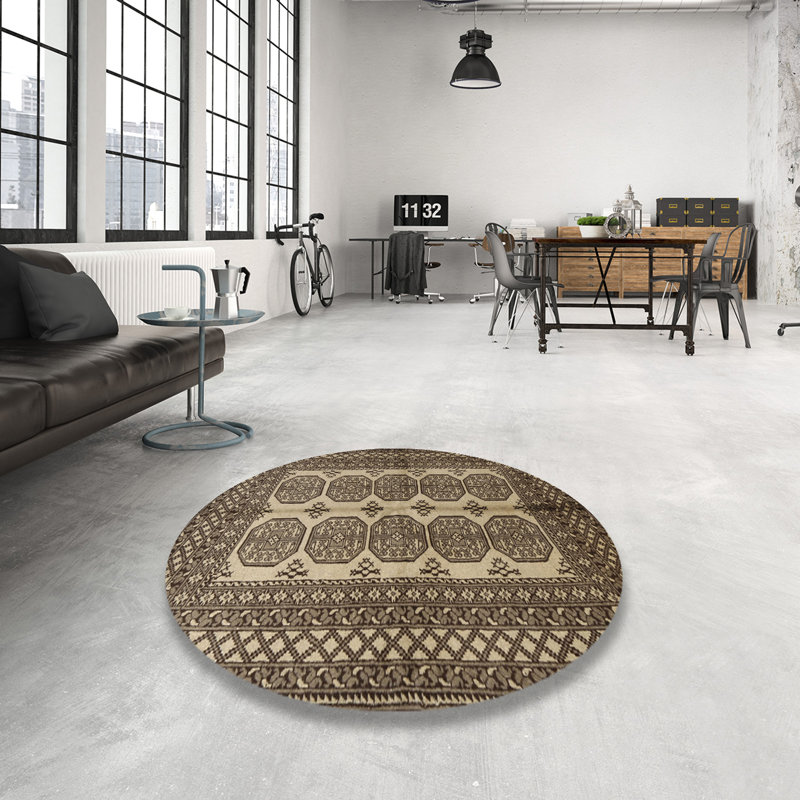 Tapis olive Southwestern, Rond 6 pi