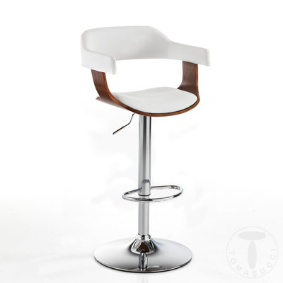 Sipes Swivel Upholstered Faux Leather Bar Stool with Iron Frame