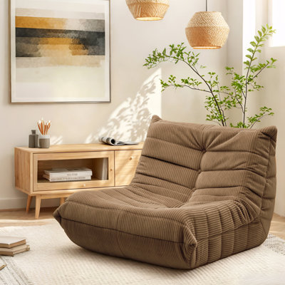 Armless Lazy Sofa Bean Bag Floor Chair - Soft Corduroy Upholstery - Fun Design for Living Room